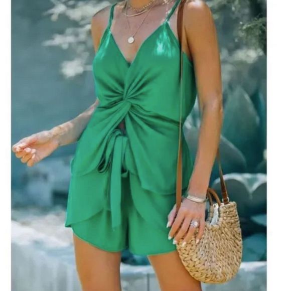 Sonder Twist Cami And Wrap Tie Shorts Set - Picture 1 of 9